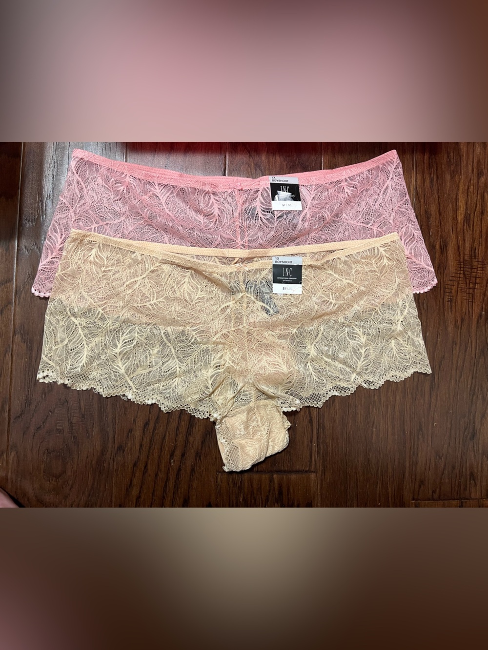 INC Plus Lace Boyshorts 2 Pair in Size 1X, Pink and Frappe NWT  MSRP $23